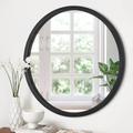 JJUUYOU Circle Wall Mirror 60 CM Round Wall Mirror for Bathroom Black Wooden Mirror for Living Room Wall Mounted Wood Frame Mirror for Bedroom, Washroom, Dorm