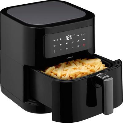 MEDION Heissluftfritteuse "MD11740 E40 XL, Nutzinhalt 5,2 L; Korb in Korb", schwarz-weiß (weiß und schwarz), B:38cm H:31,1cm T:32cm, Fritteusen, digitales Bedienfeld, 9 Automatikprogramme