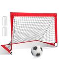 Cecaylie Children's Football Goal for Garden, Pop Up Football Goal, Portable, Foldable Football Goal Net with Transport Bags, Ground Anchor for Garden, Backyard, Playground (Red)