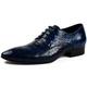 Men's Oxford Leather Shoes Lace-ups Classic Lace-up Shoe Business Wedding Party Work Formal Shoes,Blue-39