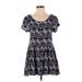 Some Days Lovin Casual Dress - Popover: Blue Print Dresses - Women's Size Small