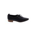 Zara Basic Flats: Oxford Chunky Heel Casual Black Solid Shoes - Women's Size 37 - Almond Toe