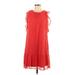 Tommy Hilfiger Casual Dress - A-Line High Neck Short sleeves: Red Print Dresses - Women's Size 10