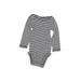 Carter's Long Sleeve Onesie: Gray Stripes Bottoms - Size 6 Month