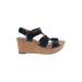 Clarks Wedges: Blue Print Shoes - Women's Size 10 - Open Toe