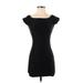 Derek Heart Casual Dress - Mini Boatneck Short sleeves: Black Print Dresses - Women's Size Small