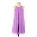 She + Sky Casual Dress - Mini High Neck Sleeveless: Purple Print Dresses - Women's Size Small