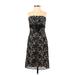 White House Black Market Cocktail Dress - Party Strapless Sleeveless: Black Print Dresses - Women's Size 0