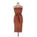 Shein Casual Dress - Bodycon Strapless Sleeveless: Brown Print Dresses - Women's Size 0X