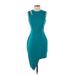 Elliatt Cocktail Dress - Sheath Crew Neck Sleeveless: Teal Print Dresses - Women's Size Small