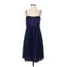 David's Bridal Cocktail Dress - A-Line: Blue Print Dresses - Women's Size 8