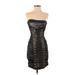 Nicole Miller Collection Cocktail Dress - Mini Strapless Sleeveless: Black Solid Dresses - Women's Size 4
