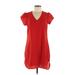 Japna Casual Dress - Shift: Red Solid Dresses - Women's Size Medium