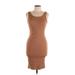 Fashion Nova Casual Dress - Bodycon Scoop Neck Sleeveless: Brown Print Dresses - New - Women's Size Large
