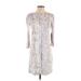 Tart Casual Dress - Shift Crew Neck 3/4 sleeves: Ivory Snake Print Dresses - New - Women's Size X-Small