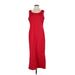 Jessica Howard Casual Dress - Midi Scoop Neck Sleeveless: Red Solid Dresses - Women's Size 8