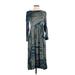 Dolan Casual Dress - A-Line High Neck 3/4 sleeves: Blue Tie-dye Dresses - Women's Size 2X-Small