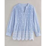 Blair Women's Haband Women's Cotton Embroidered Eyelet Tunic with Pintucks - Blue - L - Misses