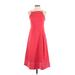 Banana Republic Casual Dress - Midi Halter Sleeveless: Red Solid Dresses - Women's Size 0
