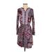 Knox Rose Casual Dress - Shirtdress: Burgundy Batik Dresses - Women's Size Small