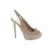 Bebe Heels: Slingback Stilleto Cocktail Party Ivory Print Shoes - Women's Size 6 - Peep Toe