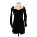 Zara Cocktail Dress - Mini Sweetheart Long sleeves: Black Solid Dresses - New - Women's Size Medium