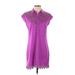 Catherine Malandrino Casual Dress - Shirtdress High Neck Short sleeves: Purple Print Dresses - Women's Size 4