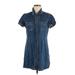 So Blue Sigrid Olsen Casual Dress - Mini High Neck Short sleeves: Blue Print Dresses - Women's Size 6