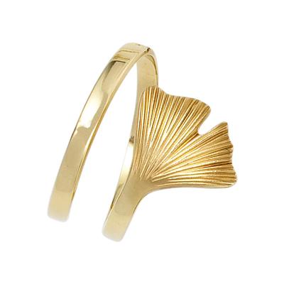 Goldring JOBO "Ginko" Gr. 56, gelb (gelbgold 375), Fingerringe, Damen, 56, Gelbgold 375, breit 375 Gold Image