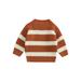 Canrulo Infant Toddler Baby Girl Boy Sweater Striped High Neck Pullover Tops Warm Clothes Brown 4-5 Years