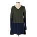 Lularoe Casual Dress - A-Line V Neck Long sleeves: Green Print Dresses - Women's Size Small