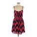 I.N. San Francisco Casual Dress - A-Line Scoop Neck Sleeveless: Red Chevron/Herringbone Dresses - Women's Size Medium