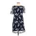 Jessica Howard Casual Dress - Shift Crew Neck Short sleeves: Blue Floral Dresses - Women's Size 6 Petite