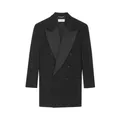 Saint Laurent , Onyx Black Double-Breasted Wool Blazer ,Black female, Sizes: M, L