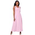 Plus Size Women's Stretch Cotton Crochet-Back Maxi Dress by Jessica London in Pink (Size 12) Maxi Length