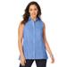 Plus Size Women's Stretch Cotton Poplin Sleeveless Shirt by Jessica London in French Blue (Size 14 W)