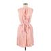 Draper James Casual Dress - Mini Crew Neck Sleeveless: Pink Stripes Dresses - Women's Size Medium