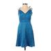 Zara Casual Dress - A-Line V Neck Sleeveless: Blue Dresses - Women's Size X-Small