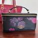 Coach Bags | Coach Vanity Case Handled Zip Jewelry Travel Box Halftone Floral Black/Wine | Color: Black/Pink | Size: Os