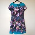 Anthropologie Dresses | Anthro Laundry By Shelli Segal Blue Watercolor Scuba Fit & Flare Mini Dress | Color: Blue/Purple | Size: 6