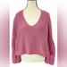 Free People Sweaters | Free People Damsel Sweater Womens Sz Small Pink Bell Sleeve Knit V-Neck Pullover | Color: Pink | Size: S