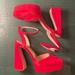 Jessica Simpson Shoes | Jessica Simpson Deirae Red Lux Kid Suede Platform Pump, Size 9.5 | Color: Red | Size: 9.5