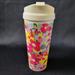 Kate Spade Kitchen | Kate Spade Twist On Locking Lid Cream Floral 16 Oz Plastic Insulated Tumbler Mug | Color: Pink/Yellow | Size: Os