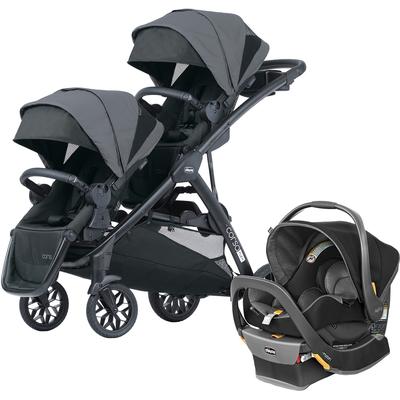 Chicco Corso Flex Sibling Double Stroller Travel System Bundle - Legend / Shadow