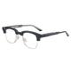 HPIRME Square Women Sunglasses Retro Clear Lens Semi Metal Men Glasses Frame,Black silver clear,one size