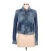 Jessica Simpson Denim Jacket: Short Blue Print Jackets & Outerwear - Women's Size Large