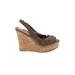 Mia Wedges: Brown Print Shoes - Women's Size 8 - Peep Toe