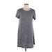 Old Navy Casual Dress - Shift Crew Neck Short Sleeve: Gray Solid Dresses - Women's Size Large