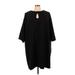 ELOQUII Casual Dress - Shift Keyhole 3/4 sleeves: Black Print Dresses - New - Women's Size 28 Plus