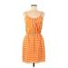 Collective Concepts Casual Dress - Mini V Neck Sleeveless: Orange Print Dresses - Women's Size Medium